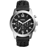 Buy Shop Fossil Pilot 54 Chronograph Black Dial Black Leather Strap Watch for Men - FS5181 USA Online