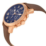 Buy Shop Fossil Pilot 54 Chronograph Blue Dial Brown Leather Strap Watch for Men - FS5204 USA Online