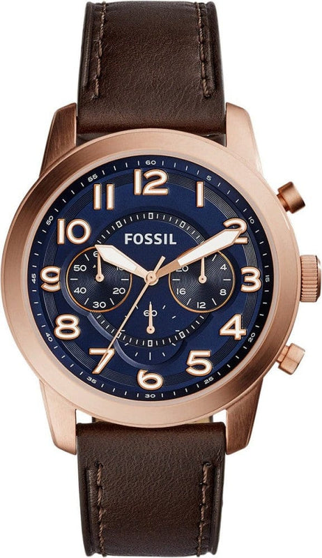 Buy Shop Fossil Pilot 54 Chronograph Blue Dial Brown Leather Strap Watch for Men - FS5204 USA Online