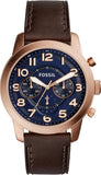 Buy Shop Fossil Pilot 54 Chronograph Blue Dial Brown Leather Strap Watch for Men - FS5204 USA Online