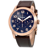 Buy Shop Fossil Pilot 54 Chronograph Blue Dial Brown Leather Strap Watch for Men - FS5204 USA Online