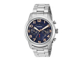 Buy Shop Fossil Pilot 54 Chronograph Navy Blue Dial Silver Steel Strap Watch for Men - FS5203 USA Online