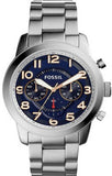 Buy Shop Fossil Pilot 54 Chronograph Navy Blue Dial Silver Steel Strap Watch for Men - FS5203 USA Online