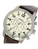 Buy Shop Fossil Pilot Chronograph White Dial Brown Leather Strap Watch for Men - FS5146 USA Online
