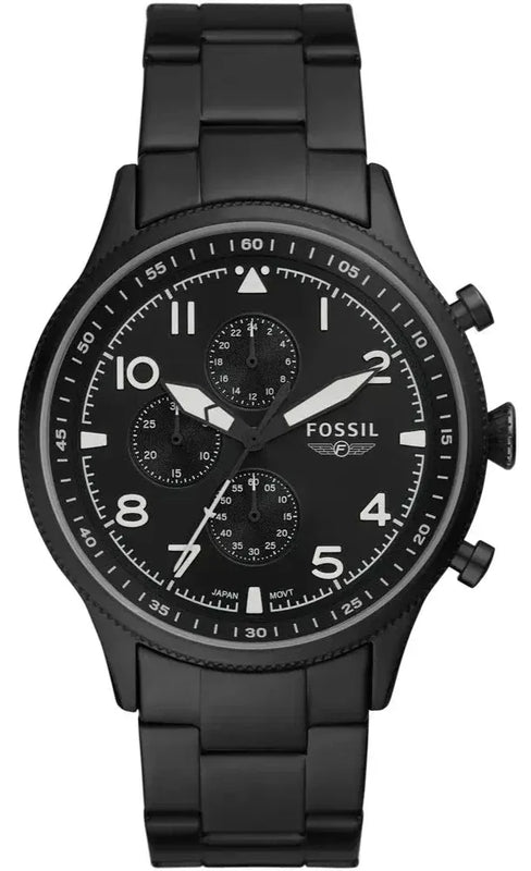 Buy Shop Fossil Pilot Chronograph Black Dial Black Steel Strap Watch for Men - FS5811 USA Online