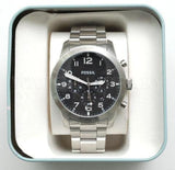 Buy Shop Fossil Pilot Chronograph Black Dial Silver Steel Strap Watch for Men - FS5141 USA Online