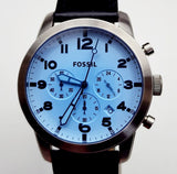 Buy Shop Fossil Pilot Chronograph Sky Blue Dial Black Leather Strap Watch for Men - FS5162 USA Online