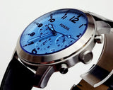 Buy Shop Fossil Pilot Chronograph Sky Blue Dial Black Leather Strap Watch for Men - FS5162 USA Online