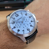 Buy Shop Fossil Pilot Chronograph Sky Blue Dial Black Leather Strap Watch for Men - FS5162 USA Online