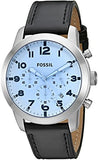 Buy Shop Fossil Pilot Chronograph Sky Blue Dial Black Leather Strap Watch for Men - FS5162 USA Online