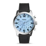 Buy Shop Fossil Pilot Chronograph Sky Blue Dial Black Leather Strap Watch for Men - FS5162 USA Online