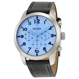 Buy Shop Fossil Pilot Chronograph Sky Blue Dial Black Leather Strap Watch for Men - FS5162 USA Online