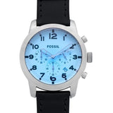 Buy Shop Fossil Pilot Chronograph Sky Blue Dial Black Leather Strap Watch for Men - FS5162 USA Online
