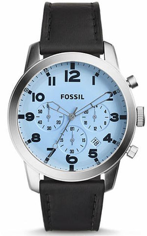 Buy Shop Fossil Pilot Chronograph Sky Blue Dial Black Leather Strap Watch for Men - FS5162 USA Online