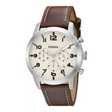 Buy Shop Fossil Pilot Chronograph White Dial Brown Leather Strap Watch for Men - FS5146 USA Online