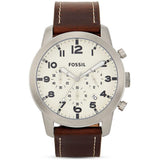 Buy Shop Fossil Pilot Chronograph White Dial Brown Leather Strap Watch for Men - FS5146 USA Online