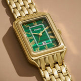 Buy Shop Fossil Raquel Three Hand Date Green Dial Gold Steel Strap Watch For Women - ES5341 USA Online