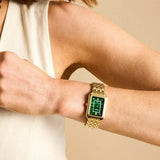 Buy Shop Fossil Raquel Three Hand Date Green Dial Gold Steel Strap Watch For Women - ES5341 USA Online