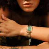 Buy Shop Fossil Raquel Three Hand Date Green Dial Gold Steel Strap Watch For Women - ES5341 USA Online