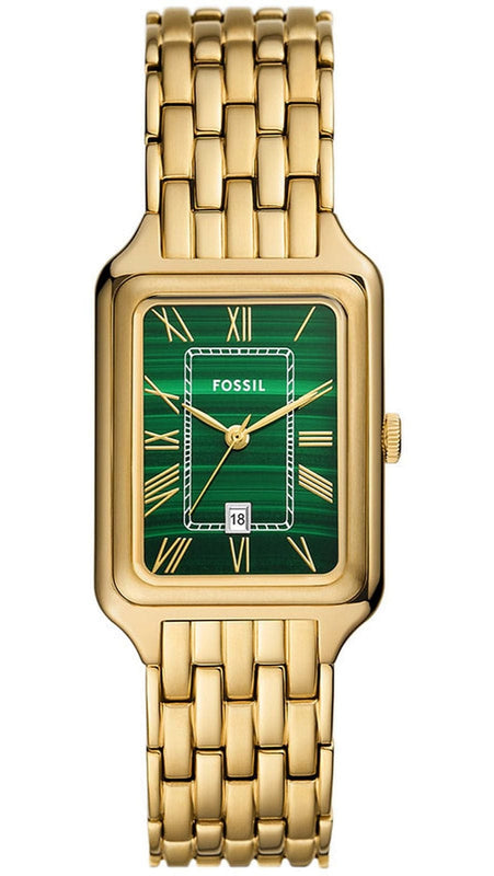 Buy Shop Fossil Raquel Three Hand Date Green Dial Gold Steel Strap Watch For Women - ES5341 USA Online