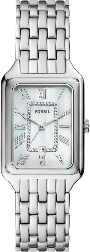 Buy Shop Fossil Raquel Three Hand Date Mother of Pearl Dial Silver Steel Strap Watch for Women - ES5306 USA Online