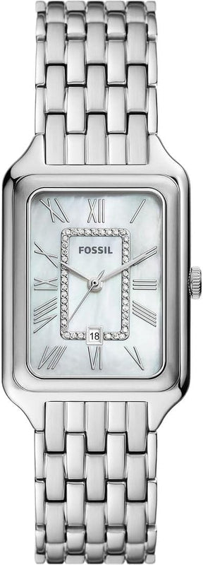 Buy Shop Fossil Raquel Three Hand Date Mother of Pearl Dial Silver Steel Strap Watch for Women - ES5306 USA Online