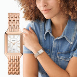 Buy Shop Fossil Raquel Three Hand Date White Dial Rose Gold Steel Strap Watch For Women - ES5271 USA Online