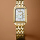 Buy Shop Fossil Raquel Three Hand Mother of Pearl Dial Gold Steel Strap Watch For Women - ES5304 USA Online