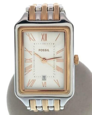 Buy Shop Fossil Raquel Three Hand White Dial Two Tone Steel Strap Watch For Women - ES5222 USA Online