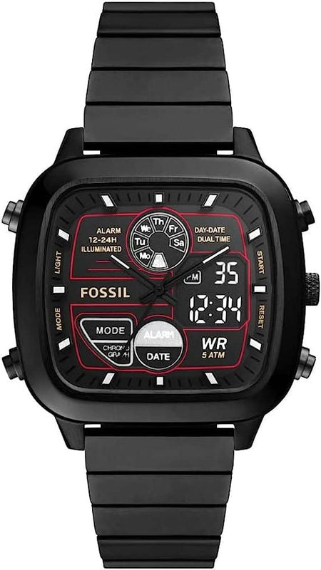Buy Shop Fossil Retro Analog-Digital Black Dial Black Steel Strap Watch for Men - FS5891 USA Online