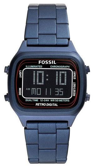 Buy Shop Fossil Retro Analog-Digital Black Dial Blue Steel Strap Watch for Men - FS5896 USA Online