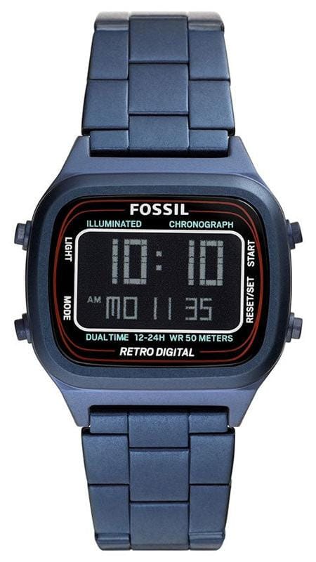 Buy Shop Fossil Retro Analog-Digital Black Dial Blue Steel Strap Watch for Men - FS5896 USA Online
