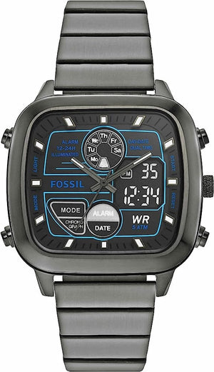 Buy Shop Fossil Retro Analog-Digital Black Dial Grey Steel Strap Watch for Men - FS5892 USA Online