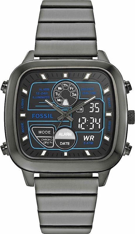 Buy Shop Fossil Retro Analog-Digital Black Dial Grey Steel Strap Watch for Men - FS5892 USA Online