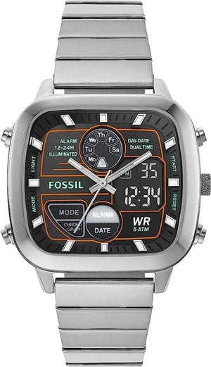 Buy Shop Fossil Retro Analog-Digital Black Dial Silver Steel Strap Watch for Men - FS5890 USA Online