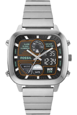 Buy Shop Fossil Retro Analog-Digital Black Dial Silver Steel Strap Watch for Men - FS5890 USA Online