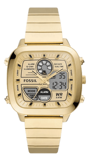 Buy Shop Fossil Retro Analog-Digital Gold Dial Gold Steel Strap Watch for Men - FS5889 USA Online