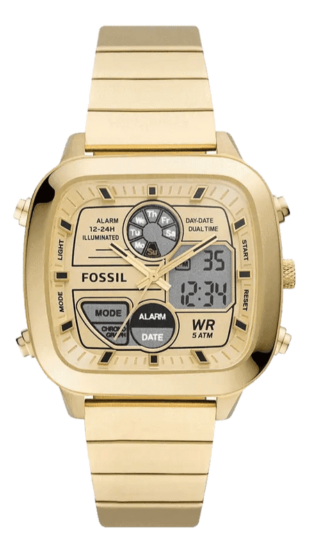 Buy Shop Fossil Retro Analog-Digital Gold Dial Gold Steel Strap Watch for Men - FS5889 USA Online