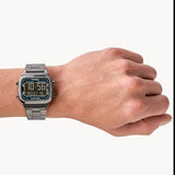 Buy Shop Fossil Retro Digital Black Dial Black Steel Strap Watch for Men - FS5846 USA Online