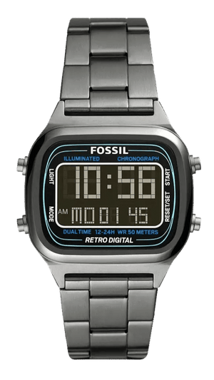 Buy Shop Fossil Retro Digital Black Dial Black Steel Strap Watch for Men - FS5846 USA Online