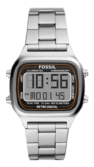 Buy Shop Fossil Retro Digital Silver Dial Silver Steel Strap Watch for Men - FS5844 USA Online