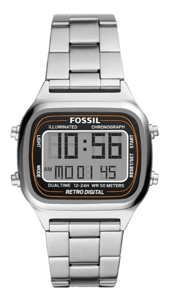 Buy Shop Fossil Retro Digital Silver Dial Silver Steel Strap Watch for Men - FS5844 USA Online