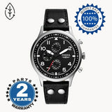 Buy Shop Fossil Retro Pilot Chronograph Black Dial Black Leather Strap Watch for Men - FS5806 USA Online