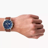 Buy Shop Fossil Retro Pilot Chronograph Blue Dial Brown Leather Strap Watch for Men - FS5832 USA Online