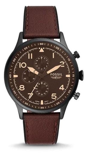 Buy Shop Fossil Retro Pilot Chronograph Brown Dial Brown Leather Strap Watch for Men - FS5833 USA Online