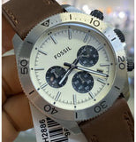 Buy Shop Fossil Retro Traveler Chronograph White Dial Brown Leather Strap Watch for Men - CH2886 USA Online