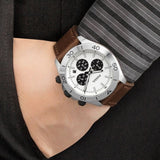 Buy Shop Fossil Retro Traveler Chronograph White Dial Brown Leather Strap Watch for Men - CH2886 USA Online