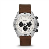 Buy Shop Fossil Retro Traveler Chronograph White Dial Brown Leather Strap Watch for Men - CH2886 USA Online