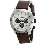 Buy Shop Fossil Retro Traveler Chronograph White Dial Brown Leather Strap Watch for Men - CH2886 USA Online