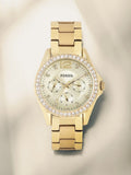 Buy Shop Fossil Riley Gold Dial Gold Steel Strap Watch for Women - ES3203 USA Online
